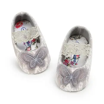 Dantelă Papion Copii Fete Pantofi Drăguț Prințesă Pantofi Prima Pietoni Din Bumbac Non-Alunecare Talpă Moale Pantofi Pentru Sugari Copil La Petrecerea De Ziua Cadou