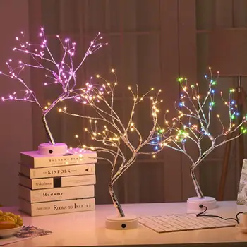 USB Lampă de Masă Sârmă de Cupru de Crăciun, Foc de Arbore de Noapte, Lampă de Masă Lumină Desktop Acasă Decor Decor de Crăciun