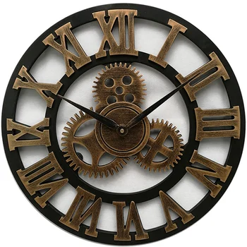 Mare De Lemn Ceas De Perete Vintage Gear Ceas Ne-Cameră De Zi În Stil Ceas De Perete Cu Design Modern Decor Pentru Acasă Ceasuri Pe Perete