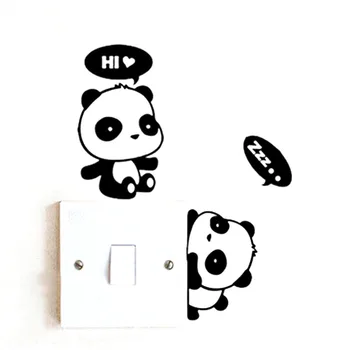 6 buc DIY din PVC de Desene animate Drăguț Pisică Neagră Panda Design Comutator de Lumină Decalcomanii Autocolante de Perete de Arta de Perete pentru Camera Copii Dormitor Decor Acasă