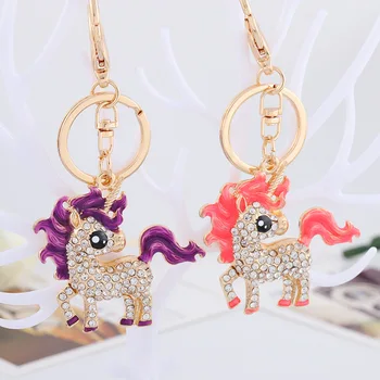 Fierbinte de vânzare stras unicorn breloc cu pandantiv drăguț unicorn sac lanț cheie cuplu accesorii
