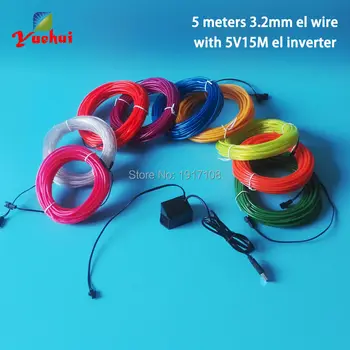 DC5V Flexibil Lumina de Neon Glow 3.2 mm 5M EL Wire Rope banda Cablu Strip Lumina de Neon Cu Jucării/Ambarcațiunile de Haine de Nunta de Decorare