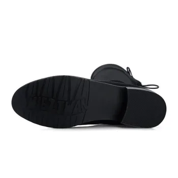 Coolcept Femeile Peste Genunchi Cizme Rotund Toe Culoare Solidă Cizme De Iarna De Moda Pantofi Clasici Pentru Femei Încălțăminte De Mărime 32-43
