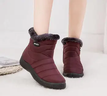 Mare dimensiune 42 43 Femei Cizme de Zăpadă În 2020 Solid Glezna Iarna Scurta cu Sireturi Încălțăminte Impermeabilă Pantofi de Cald Simplu Casual, Cizme pentru Femei