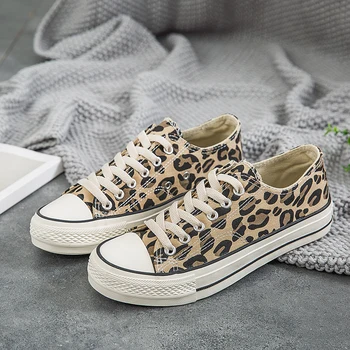 Cel Mai Bine Vinzi Femei Leopard Casual Panza Pantofi De Moda De Înaltă Calitate În Aer Liber Fete Plat Dantela-Up Adidași De Mujer Tenis Feminino
