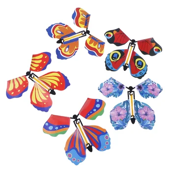 1 buc Magic care Zboară În Cartea Fluture Banda de Cauciuc Alimentat de Vânt de Până Fluture Jucărie Culori Aleatorii