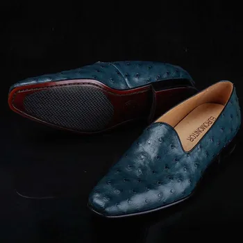 Ourui noi de vânzare cu adevărat de strut piele barbati pantofi business barbati pantofi eleganți Bărbați fromal pantofi manual Barbati pantofi rochie
