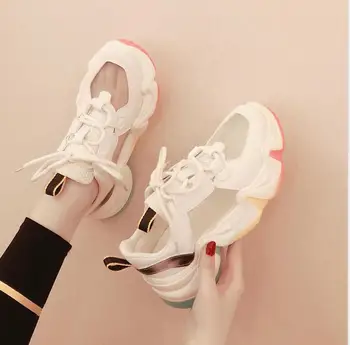 Moda Torre pantofi femei 2020 nou curcubeu jos pantofi de sport de vară plasă pantofi casual femeie platforma de 6,5 cm adidași