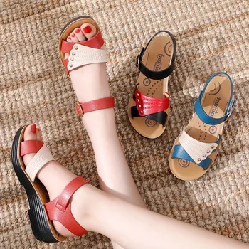 Vara Plat Confortabil cu Sandale Pentru Femei de Culoare Trei Cusaturi Moale Doamnelor Sandale Sandalias Femmes Pantofi de Plaja
