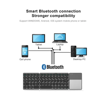 2020 Nou Pliere Portabil Bluetooth Keyboard Reîncărcabilă BT de Joc fără Fir cu iluminare din spate Mini Tablet Keyboard Pentru IOS/Android/Windows