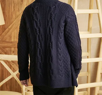 Realizate manual din lână pură guler tricot moda barbati solid singur pieptul liber răsucite cardigan pulover personalizat