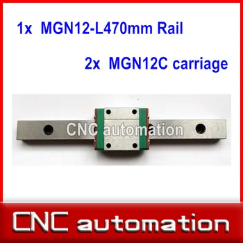1 buc 12mm latime 470mm MGN12 șină de ghidare liniare + 2pc MGN MGN12C Blocuri transportul CNC