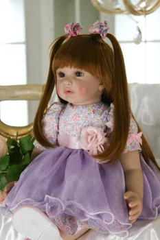 Mare rapunzel Silicon Renăscut Copii Brinquedos fetele Nou-născut Păpușă în Noble violet fusta Pentru Copii, Casă de Joacă Jucării boneca
