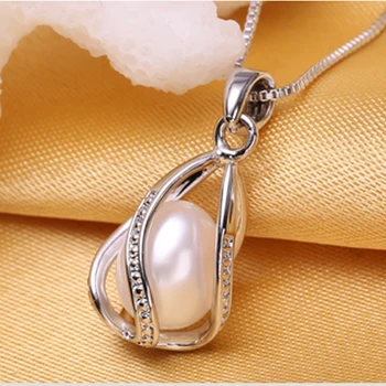 Argint 925 Pandantiv Colier de Perle Naturale pentru Femei Alb Negru Pearl moda Bijuterii Petrecere de Nunta, Cadou en-Gros de noi