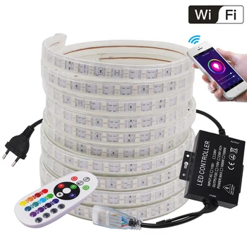 Rând dublu 5050 Led Strip Lumina RGB WIFI 24key Kit de la Distanță 120Led/m Flexibile cu Led-uri Panglică IP67 rezistent la apa Iluminat Interior Decortion
