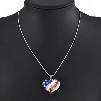 Pentagrama Inima Steagul American Insigna Colier Pandantiv Pentru Femei Barbati Vindecare De Cristal Coliere Pandantive Reiki Bijuterii