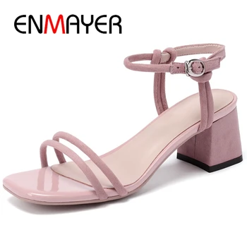 ENMAYER 2019 New Sosire Turma de Bază de Partid Femeie Sandale de Moda de Vara cu Toc Înalt Pantofi Femei Dimensiunea 34-39 LY2464