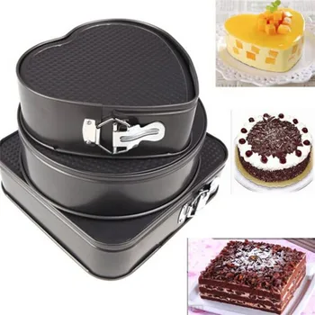 3pcs/lot Tort Mucegai oțel Carbon, Oțel Pătrat Rotund în Formă de Inimă Forme pentru Copt DIY Cheesecake Pan Bakeware Acasă KitchenTools LB 103