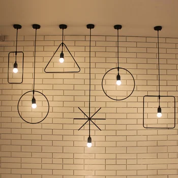 (EICEO) Vânt Nordic Creativ Retro Candelabru din Fier Forjat Arta Geometrică Restaurant Droplight Agățat Pandantiv Lampă cu LED-uri