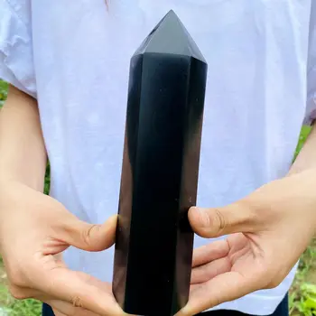 Naturale obsidian obelisc Baghetă de Cuarț de cristal pilon Reiki de Vindecare norocos