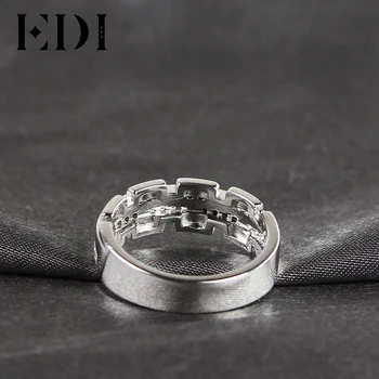 EDI Lux Diamante Naturale de 14K 585 Aur Alb Inel de Nunta Pentru Bărbați Real Diamant Benzile de Bijuterii Domn Cadou de Crăciun