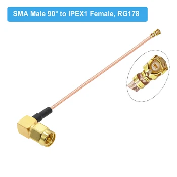 10BUC/LOT Cot conector RP-SMA / SMA Female Unghi Drept la u.FL/IPX/IPEX1 de sex Feminin RG178 Coadă RF Coaxial Antenă WIFI Cablu de Extensie