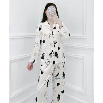 Toamna Noua Pijama Femei Lungă cu Mâneci Cardigan Parfum de Frumusete pentru Femei Costum Pijama petrecere a timpului Liber Topuri Femeile