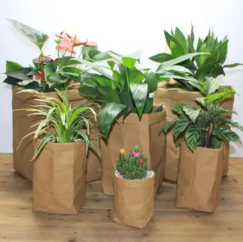3pcs Lavabila Kraft Pungă de Hârtie Mare Sac de Depozitare Pentru Legume de Plante Cresc în Ghiveci de Flori Coș Sac Acoperi Haine pentru Copii Jucărie Organizator