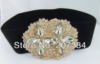 Femei de moda de Cristal Floare curea Elastica doamnelor larg elastic bijuterii curele pentru Femei Rochie de blugi Element AF928