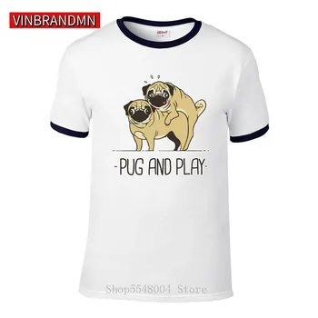 Parodie Sex Kawaii Pug Câine T Camasa Barbati Cuplu Iubitorii de Cadou de Ziua Îndrăgostiților Dulce Sărut T-Shirt Umor Spoof Design Animal de Companie Tricou