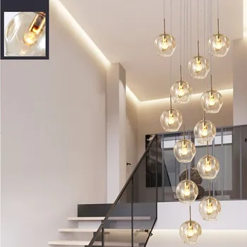 Minimalist Modern fum gri magic bean abajur de sticla candelabru poate fi personalizat duplex scara decor de iluminat cu LED