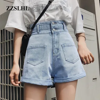Blugi Talie mare pantaloni Scurți Femeie 2020 Spălat Femei pantaloni Scurti din Denim Casual Stil coreean pantaloni Scurți pentru Femei Vrac Scurt Jean