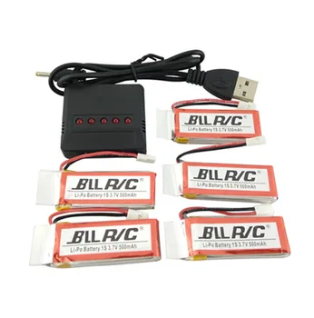 BLLRC Lipo 3,7 V 500mAh Baterie 5pcs și încărcător Hubsan h107 h107c H107P Iud U942A U816 JXD385 Elicopter piese de schimb en-gros