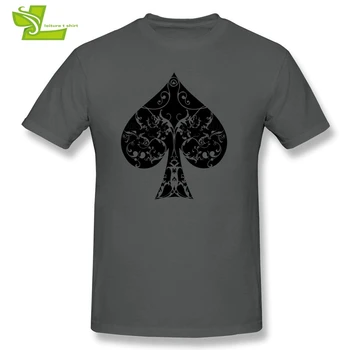 Asul De Spade Florale, Tribale Pică Poker pentru Adulti tricouri Topuri de Moda Bărbați Mânecă Scurtă Gât Rotund Tricou Baieti Unic Tricou