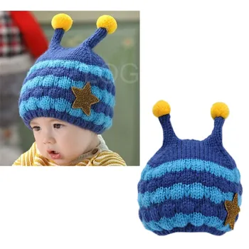 Tricotate Pălărie Drăguț Copil Copii de Toamna si Iarna 3 culori Tricotate Capac cu o Pentagramă Model de Albine și Tentaculele pentru copil 6~48 luni