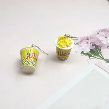 1Pair Drăguț Minunat Simulat Alimente Popcorn Picătură Cercei pentru Femeile Fată de Personalitate de Moda Cercei Cadouri EC190