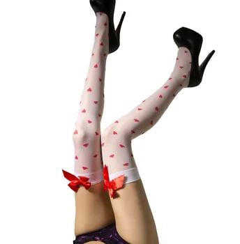 Țineți-Up-uri Roșii bowknot inima Topuri Febră de Moda Femei Sexy Fishnet genunchiul ridicat Dresuri Ciorapi Ciorapi Doamnelor Plasă de corp sexy