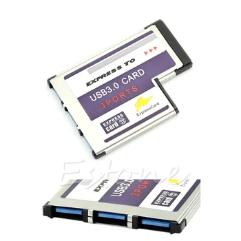 Express Card 54mm 3 Port USB 3.0 Adaptor Expresscard pentru Laptop FL1100 Chip G6DD