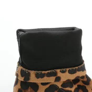 ENMAYLA 2020 Zip de Bază Rotund Tocuri de Imprimare Leopard Sexy Cizme de Iarna pentru Femei Rotund Toe Turma Glezna Cizme pentru Femei Dimensiune 34-43