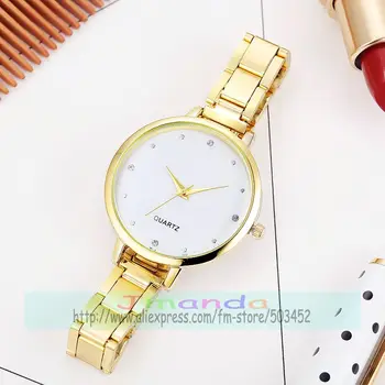 100buc/lot 5664 nu logo-ul mini curea din otel inoxidabil lady ceas folie quartz casual eleganta încheietura mîinii ceas pentru femei en-gros ceas
