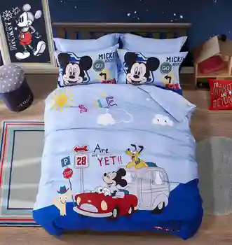 Queen-size mickey mouse-set de lenjerie de pat pentru baieti pat decor twin plapuma acoperă complet cuvertură de pat copii lenjerie de pat 3-5 buc albastru desene animate noi