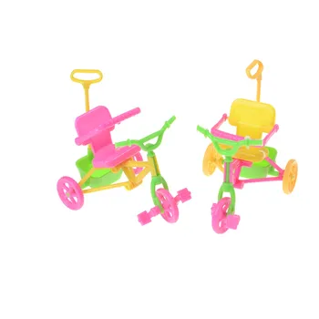 1 BUC Copii Tricicleta Culoare Aleatorii cu Mâner pentru Păpuși pentru Copii Accesorii Mobilier Drăguț Plastic Bicicleta Moda Unisex