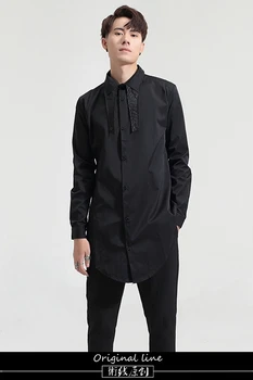 2019 toamna stil nou original pentru bărbați personalitate decolteu geometric design de culoare închisă, cămașă cu mâneci lungi
