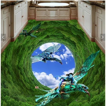 Beibehang Camera de zi pădure de cer albastru Avatar 3D personalizat podele pictura rezistent la apa cu ulei de uzură și rupere material tapet