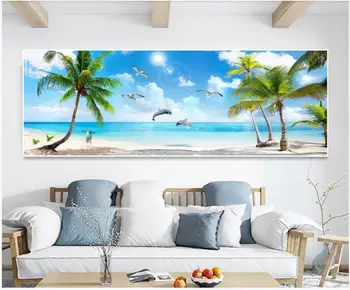 WDBH personalizate murale 3d tapet fotografie Hawaiian peisaj Marin Coconut Beach hotel Dolphin Bay decor camera de zi tapet pentru pereți 3 d