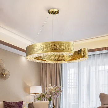 Moderne de cristal candelabru de iluminat pentru living de lux de aur lampă de agățat în dormitor rundă de iluminat interior