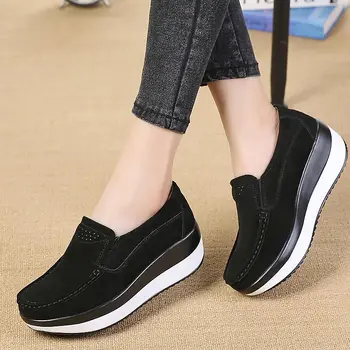 Femeile platforma doamnelor pantofi 2020 slip-on confortabil femei pantofi plat solid pantofi casual femei Rotund toe flats plus dimensiune