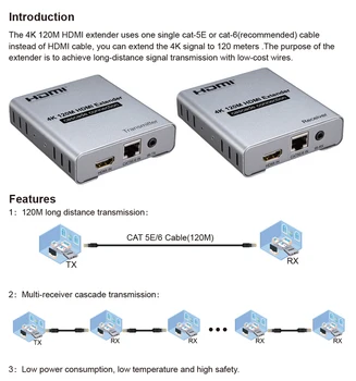 4K 30Hz HDMI Extender Cascadă Conexiune w/ Bucla Locală Prin Cat5e 6e CAT6 Cablu Ethernet Transmițător Receptor Laptop PC la TV