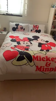 Poliester Mickey Minnie Set De Lenjerie De Pat Queen King Size Set De Lenjerie De Pat Pentru Copii Plapuma Perna Mângâietor Seturi De Lenjerie De Pat