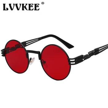 2019 LVVKEE Femei Cadru de Metal Gotic Steampunk Ochelari de Soare Vintage de Designer de Brand Bărbați Rotund ochelari de Soare UV400 Shades Ochelari de vedere